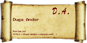 Duga Andor névjegykártya
