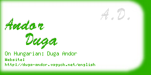 andor duga business card